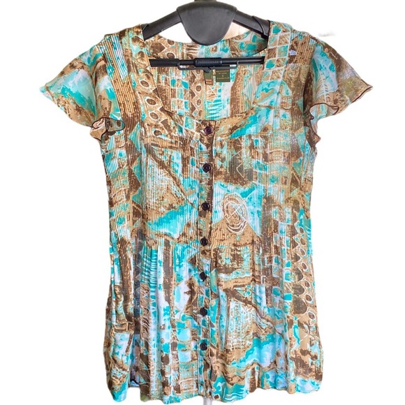 🌻Serenade Ribbed Split Sleeve Blouse Size Small - Picture 1 of 6